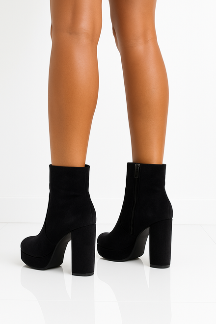 CZARNE DAMSKIE BOTKI NA SŁUPKU WELUROWE OCIEPLANE HARI 7