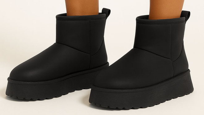 CZARNE OCIEPLANE ŚNIEGOWCE BOTKI NA PLATFORMIE NEVELA 4