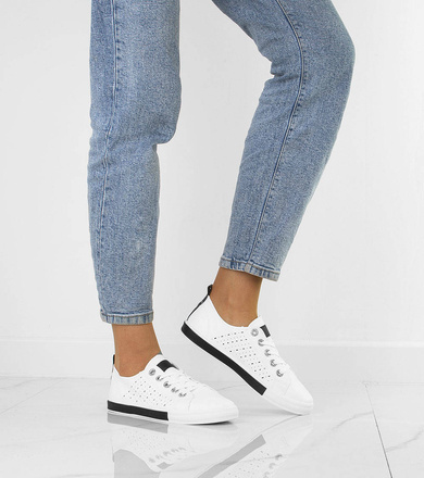 BIAŁE TRAMPKI DAMSKIE TENISÓWKI AŻUROWE MEDISON