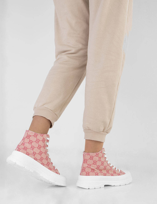 RÓŻOWE WYSOKIE TRAMPKI PALLADI 8