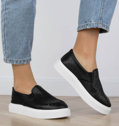 CZARNE DAMSKIE TENISÓWKI AŻUROWE ZILAM