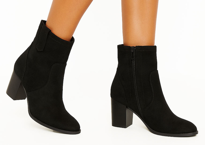 CZARNE DAMSKIE BOTKI NA SŁUPKU ZAMSZOWE ZAMEK ISODIRA 4