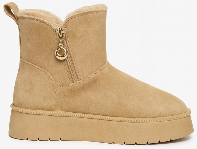 BEŻOWE OCIEPLANE ŚNIEGOWCE BOTKI NA PLATFORMIE ELDIRA 2