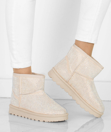 BEŻOWE ŚNIEGOWCE BOTKI Z CYRKONIAMI OCIEPLANE BERDIE