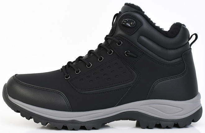 CZARNE MĘSKIE BOTKI ZAMSZOWE OCIEPLANE TRAPERY 4