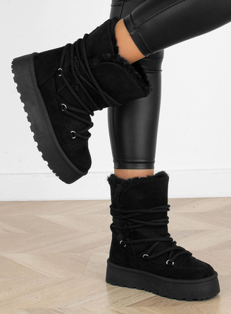 CZARNE ŚNIEGOWCE BOTKI  OCIEPLANE NA PLATFORMIE RANDEL