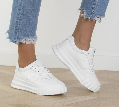 BIAŁE SNEAKERSY TRAMPKI SKÓRZANE GRUBA PODESZWA LIV