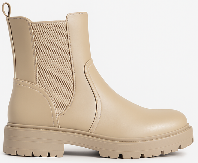 BEŻOWE SKÓRZANE BOTKI SZTYBLETY PLATFORMA ZAMEK 1