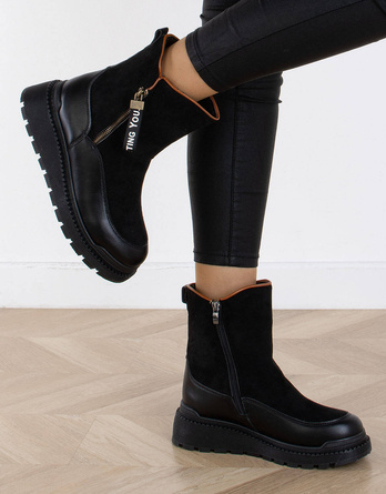 CZARNE ŚNIEGOWCE BOTKI OCIEPLANE NA GRUBEJ PODESZWIE TIGGY