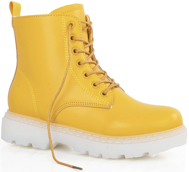 ŻÓŁTE OCIEPLANE BOTKI TRAPERY GLANY 1