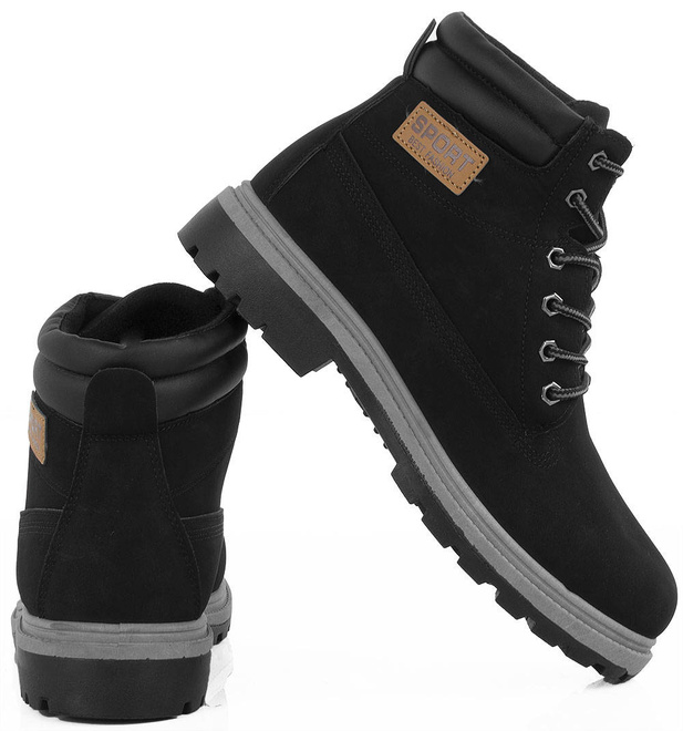 CZARNE TRAPERY BOTKI MĘSKIE SZNUROWANE 2