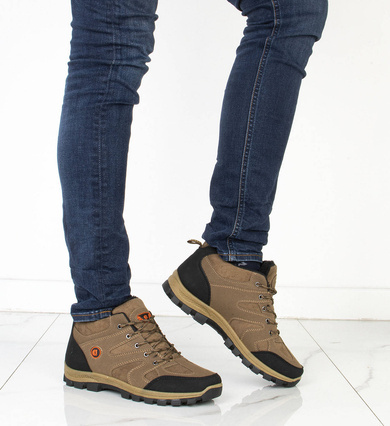BRĄZOWE MĘSKIE OCIEPLANE BUTY TREKKINGOWE