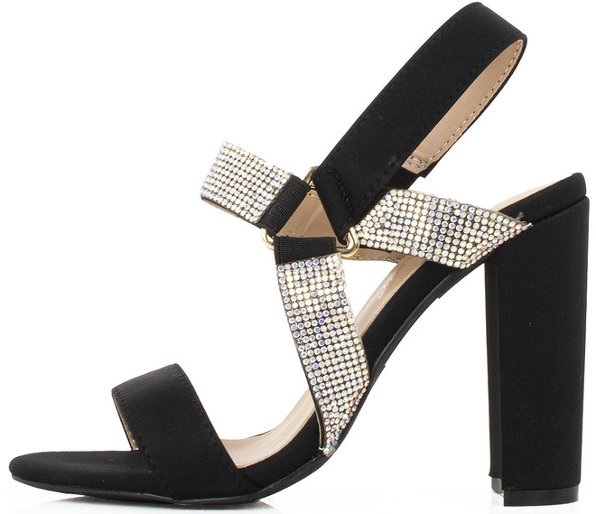 CZARNE SANDAŁY NA SŁUPKU Z CYRKONIAMI RIVA 3