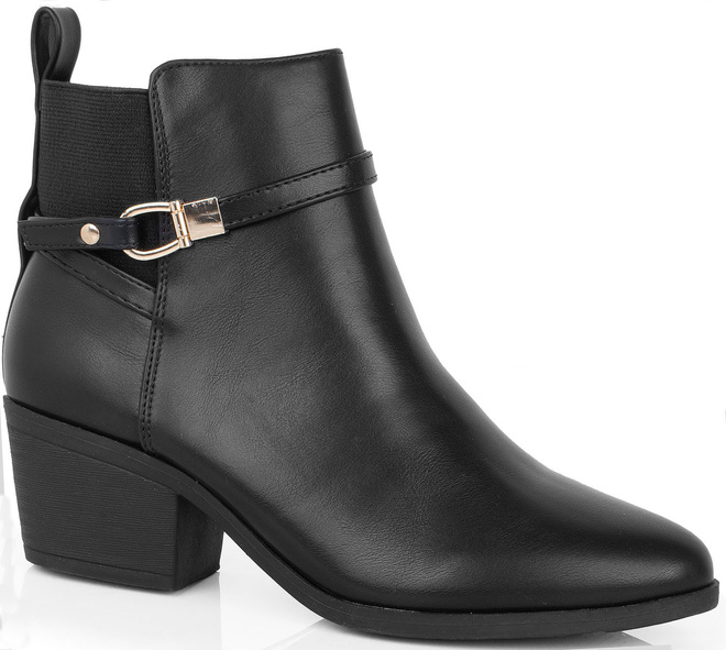 CZARNE DAMSKIE BOTKI NA SŁUPKU SKÓRZANE NA ZAMEK OLIO 1