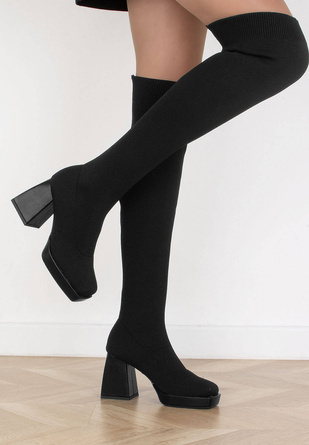 CZARNE KOZAKI NA SŁUPKU ELASTYCZNA CHOLEWKA LILLY