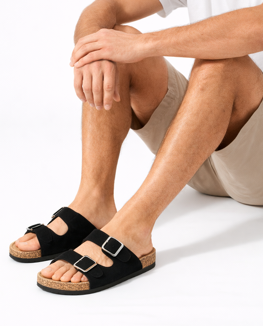 CZARNE KLAPKI MĘSKIE Z KLAMRĄ 6