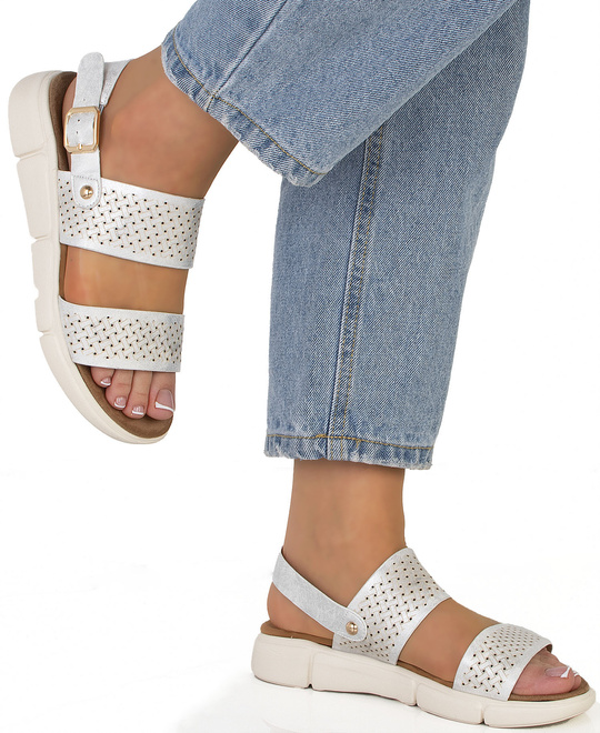 SREBRNE LEKKIE SANDAŁY ELASTYCZNE PASKI KLAMRA VENITA 2