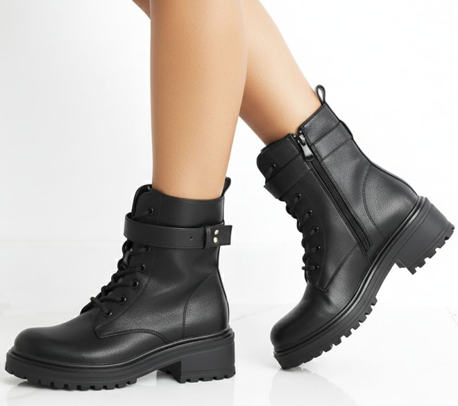 CZARNE BOTKI  DAMSKIE OCIEPLANE TRAPERY NA PLATFORMIE GALDIA 4