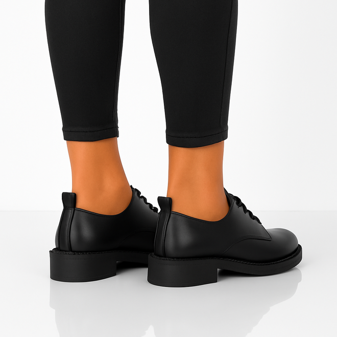 CZARNE PÓŁBUTY SKÓRZANE DAMSKIE SZNUROWANE SIRRO 6