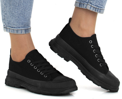 CZARNE NISKIE TRAMPKI NA PLATFORMIE RAFINA