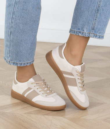DAMSKIE BEŻOWE SNEAKERSY SPORTOWE TRAMPKI KHAKI SANDI