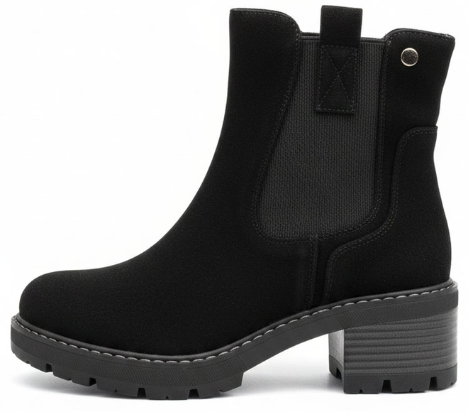 DAMSKIE CZARNE ZAMSZOWE BOTKI TRAPERY OCIEPLANE LAVENA 3