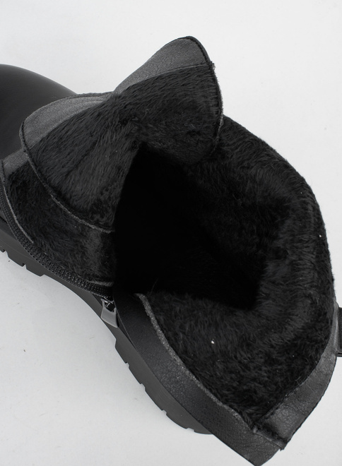 CZARNE BOTKI  DAMSKIE OCIEPLANE TRAPERY NA PLATFORMIE ESTERI 5