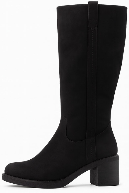 CZARNE ZAMSZOWE KOZAKI NA ZAMEK DAMSKIE SŁUPEK MISTRA 3