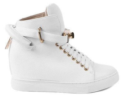 BIAŁE SNEAKERSY NA KOTURNIE Z KŁÓDKĄ LOCK