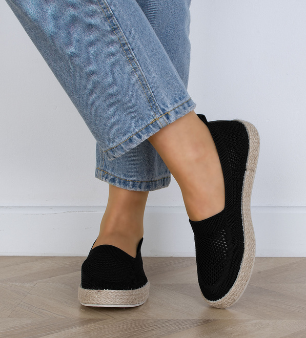 CZARNE KORONKOWE ESPADRYLE TENISÓWKI LUCJA 6