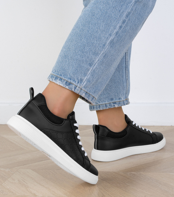 CZARNE SNEAKERSY TRAMPKI SKÓRZANE 6