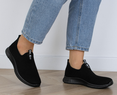 CZARNE BUTY SPORTOWE SNEAKERSY WSUWANE