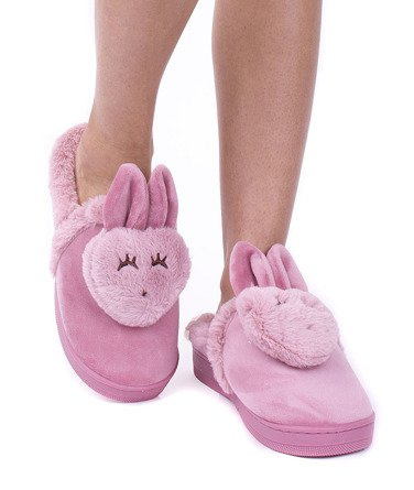 RÓŻOWE CIEPLUTKIE KLAPKI KAPCIE Z USZKAMI AKIRA