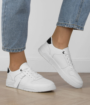 DAMSKIE BIAŁE SNEAKERSY TRAMPKI SKÓRZANE MIRAM