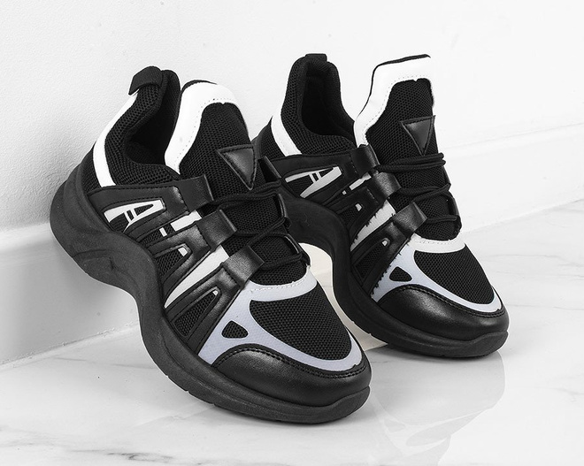 CZARNE SNEAKERSY NA GRUBEJ PODESZWIE OLINES 3