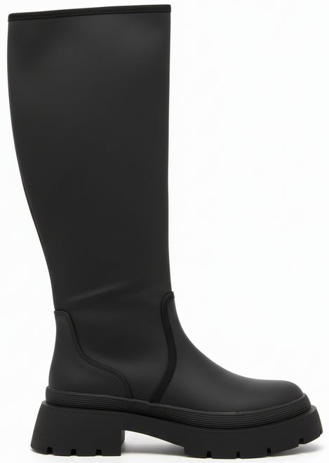 DAMSKIE CZARNE SKÓRZANE KOZAKI NA ZAMEK NA PLATFORMIE 1