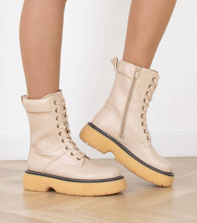 BEŻOWE BOTKI GLANY PLATFORMA EKOSKÓRA AVA