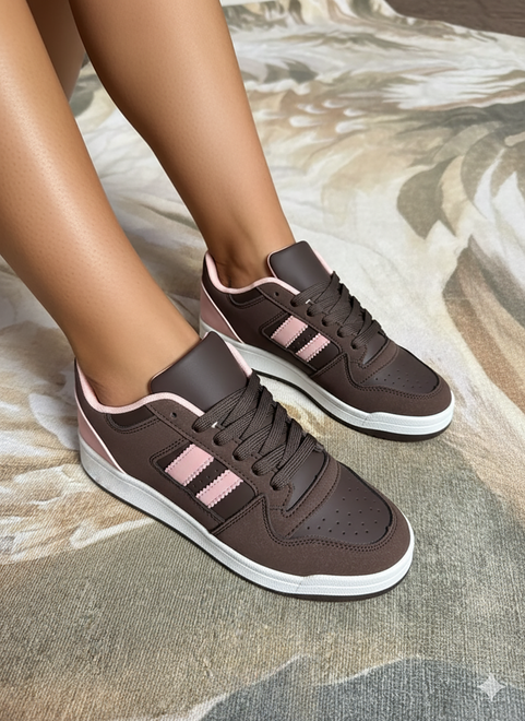 DAMSKIE BRĄZOWE SNEAKERSY TRAMPKI SKÓRZANE RIDA 2