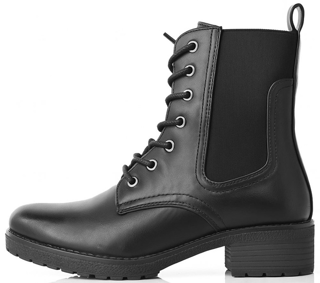 CZARNE SKÓRZANE BOTKI DAMSKIE OCIEPLANE TRAPERY GLANY 4