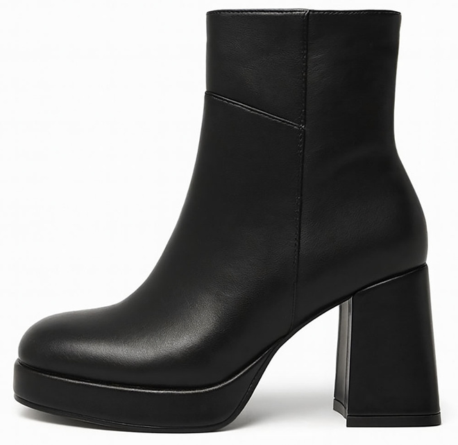  SKÓRZANE CZARNE BOTKI NA OBCASIE NA PLATFORMIE OCIEPLANE VELMIRE 3