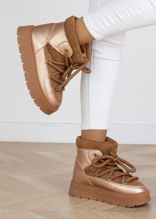 BRĄZOWE ŚNIEGOWCE OCIEPLANE BOTKI Z FUTERKIEM REBEKA