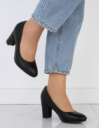 DAMSKIE CZÓŁENKA CZARNE KLASYCZNE NA SŁUPKU AMAYA