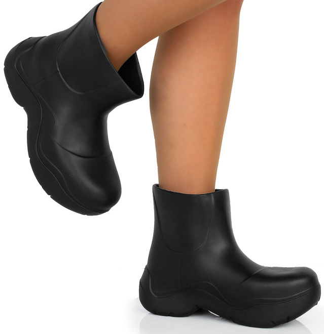 DAMSKIE CZARNE MATOWE KALOSZE BOTKI  4