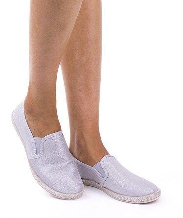 SZARE BŁYSZCZĄCE ESPADRYLE BALERINKI