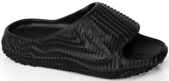 CZARNE DAMSKIE GUMOWE KLAPKI NA GRUBEJ PODESZWIE PERRI 1