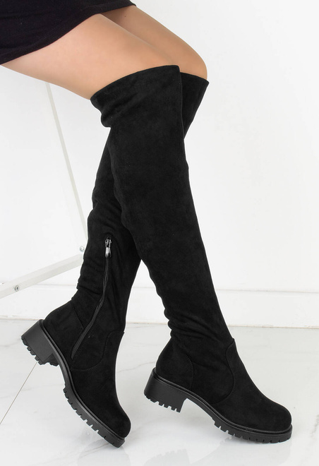 CZARNE ZAMSZOWE KOZAKI KLASYCZNE ZA KOLANO OCIEPLANE NORAH 8