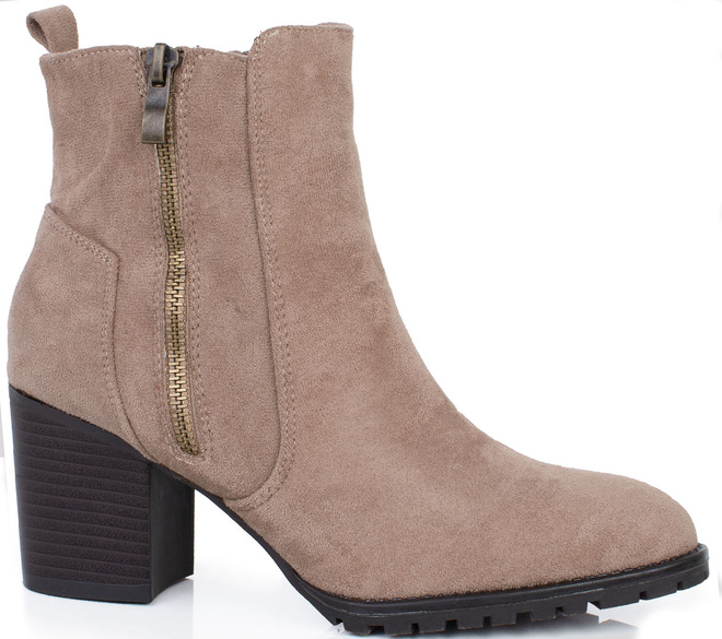 KHAKI DAMSKIE BOTKI NA SŁUPKU ZAMSZOWE GOLIA 1