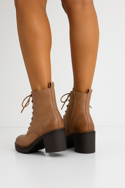 KHAKI DAMSKIE BOTKI NA SŁUPKU SKÓRZANE OLO 2