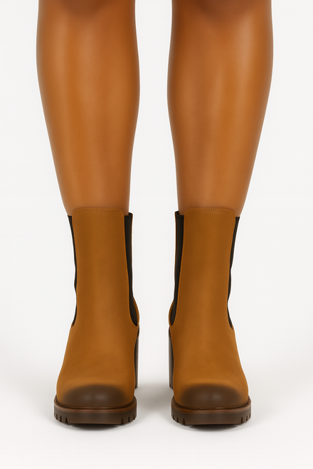 BRĄZOWE ZAMSZOWE BOTKI SZTYBLETY KLASYCZNE NA SŁUPKU 5