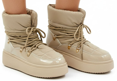 BEŻOWE OCIEPLANE ŚNIEGOWCE BOTKI PLATFORMA WSUWANE